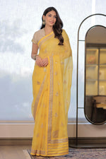 Load image into Gallery viewer, Kota Silk Gota Patti Flower Buti Embroidery Saree
