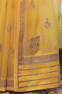 Kota Silk Gota Patti Flower Buti Embroidery Saree
