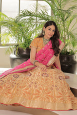 Load image into Gallery viewer, Banaras Silk Lehenga Embroidery Highlighting With Embroidery Blouse And Organza Dupatta
