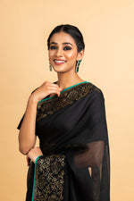 Load image into Gallery viewer, Kota Gold Foil Print With Dori Embroidery Leaf Jaal Saree
