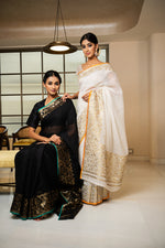 Load image into Gallery viewer, Kota Gold Foil Print With Dori Embroidery Leaf Jaal Saree
