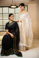 Load image into Gallery viewer, Kota Gold Foil Print With Dori Embroidery Leaf Jaal Saree
