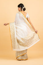 Load image into Gallery viewer, Kota Gold Foil Print With Dori Embroidery Leaf Jaal Saree
