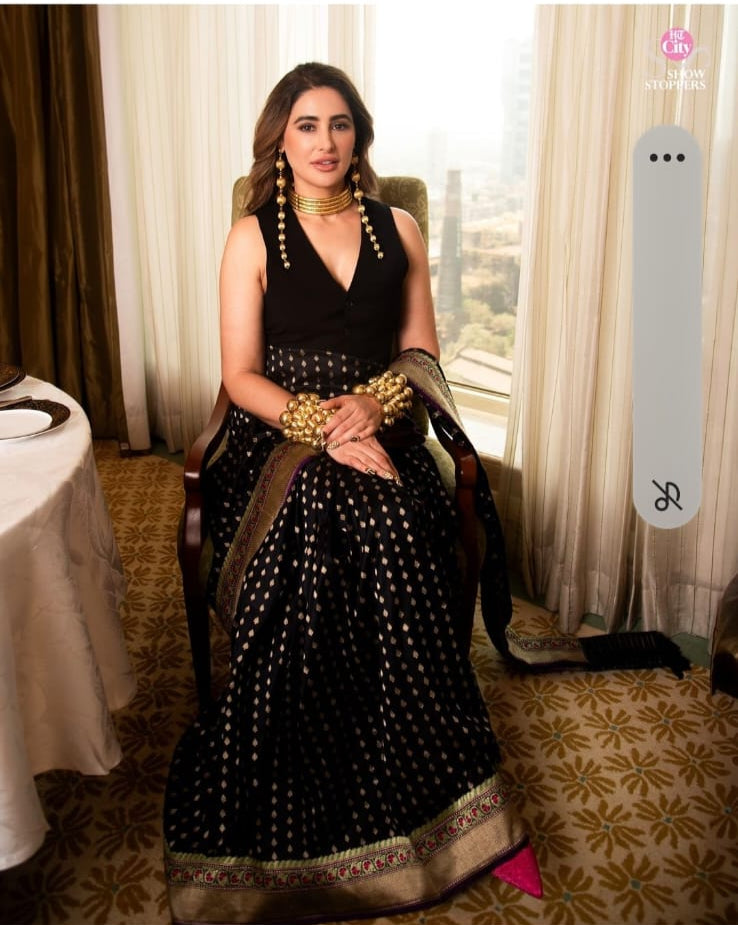 Nargis Fakhri in our Banarasi Silk Paithani Border....