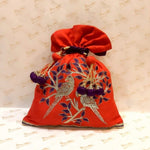 Load image into Gallery viewer, Dupion Silk Parrot Design Potli
