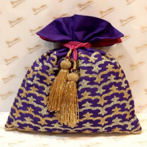 Dupion Silk Mughal Herringbone Design Potli