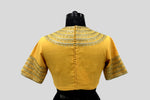 Load image into Gallery viewer, Dupion Silk Kangoora Bandgala Yellow Blouse
