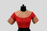Load image into Gallery viewer, Matka Kangoora Bandgala Red Blouse
