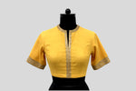 Load image into Gallery viewer, Matka Silk Gota Patti Phool Design Yellow Blouse
