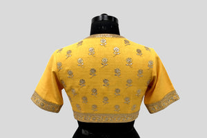 Matka Silk Gota Patti Phool Design Yellow Blouse
