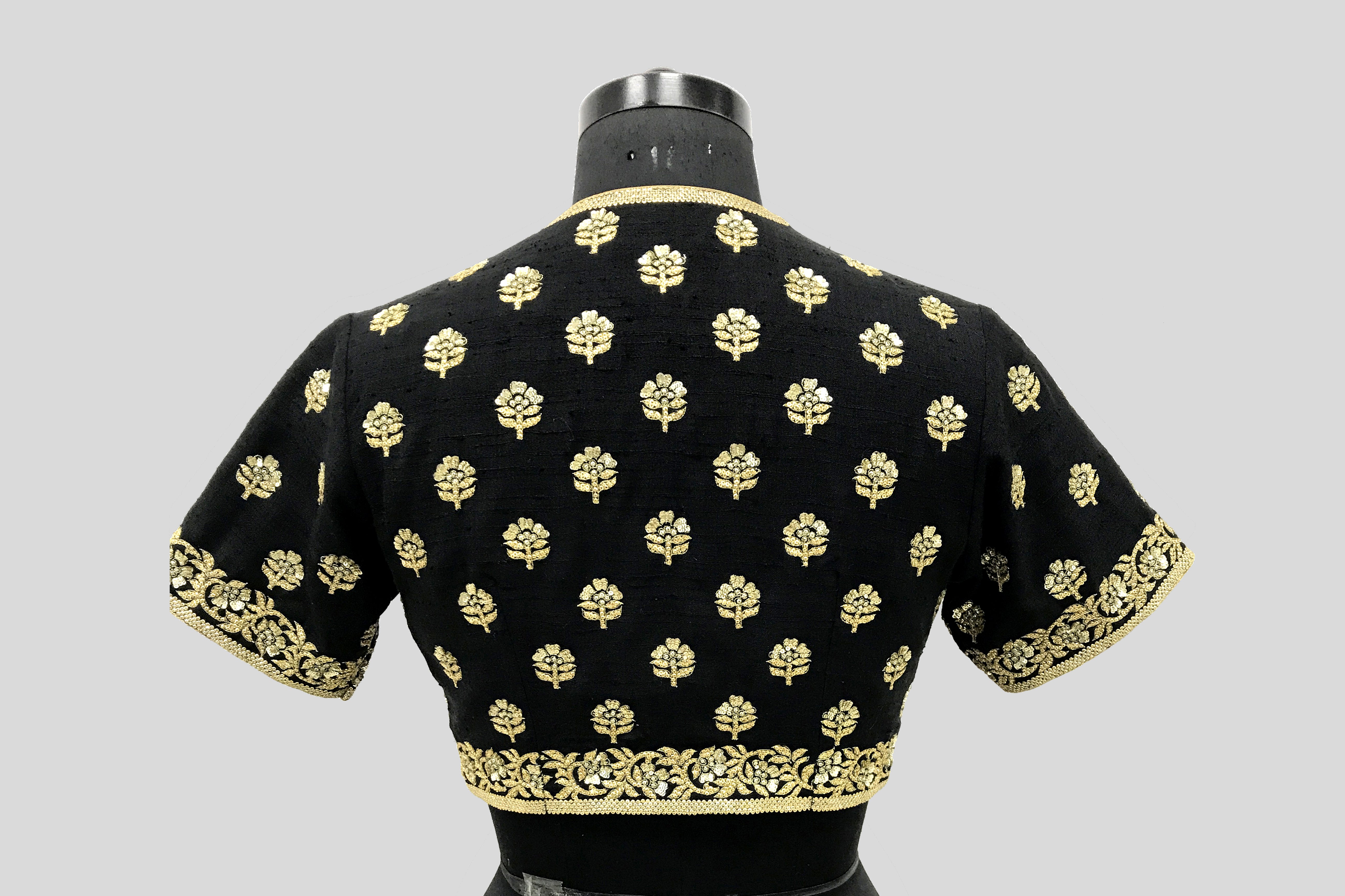 Cotton Traditional Buti Black Blouse