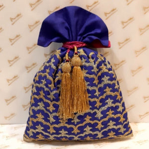 Dupion Silk Mughal Herringbone Design Potli