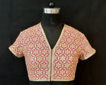Load image into Gallery viewer, Dupion Silk Kashmiri Jaal Dori / Pearl Embroidery Pink Blouse
