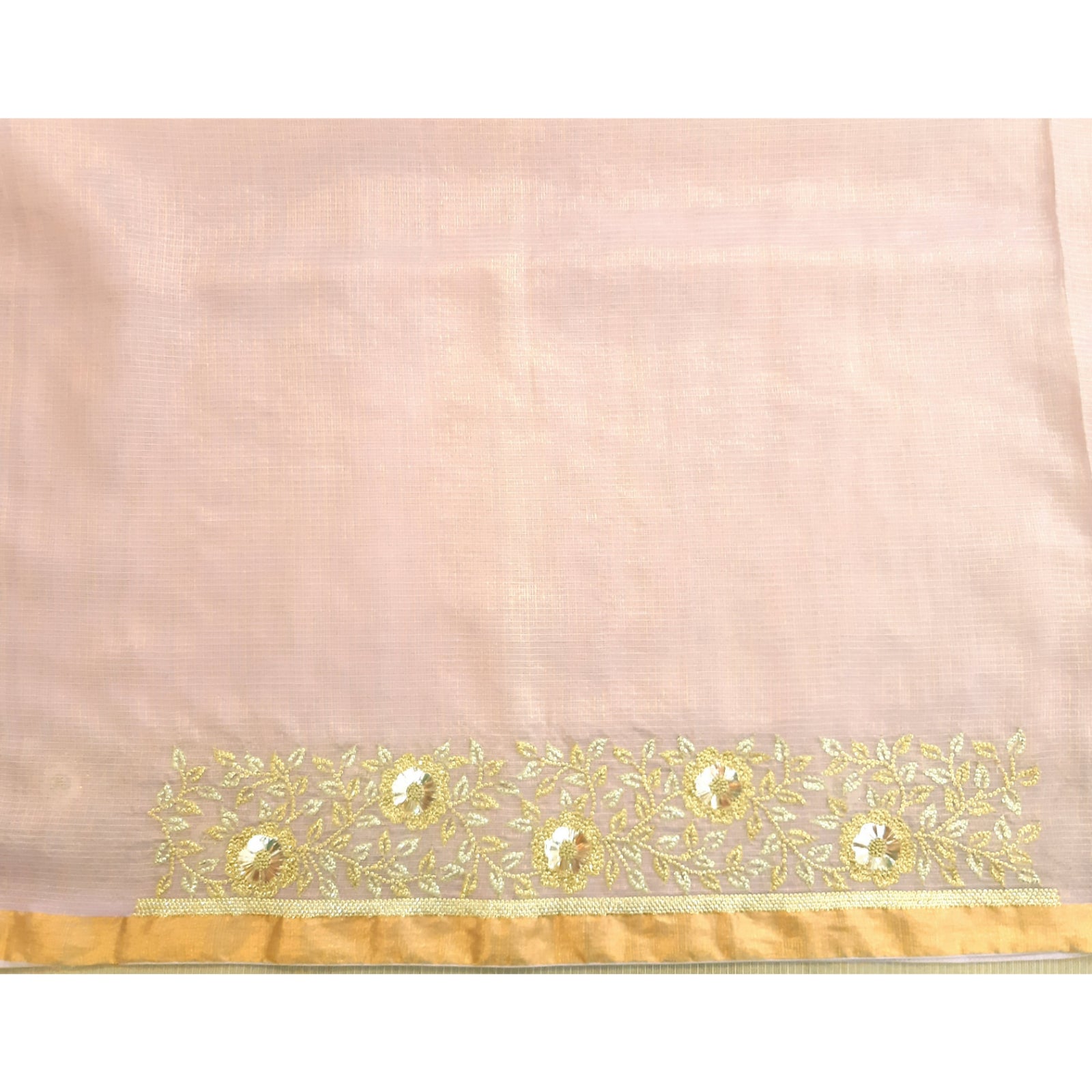 Kota Tissue Gulabdari Embroidery Mauve Saree