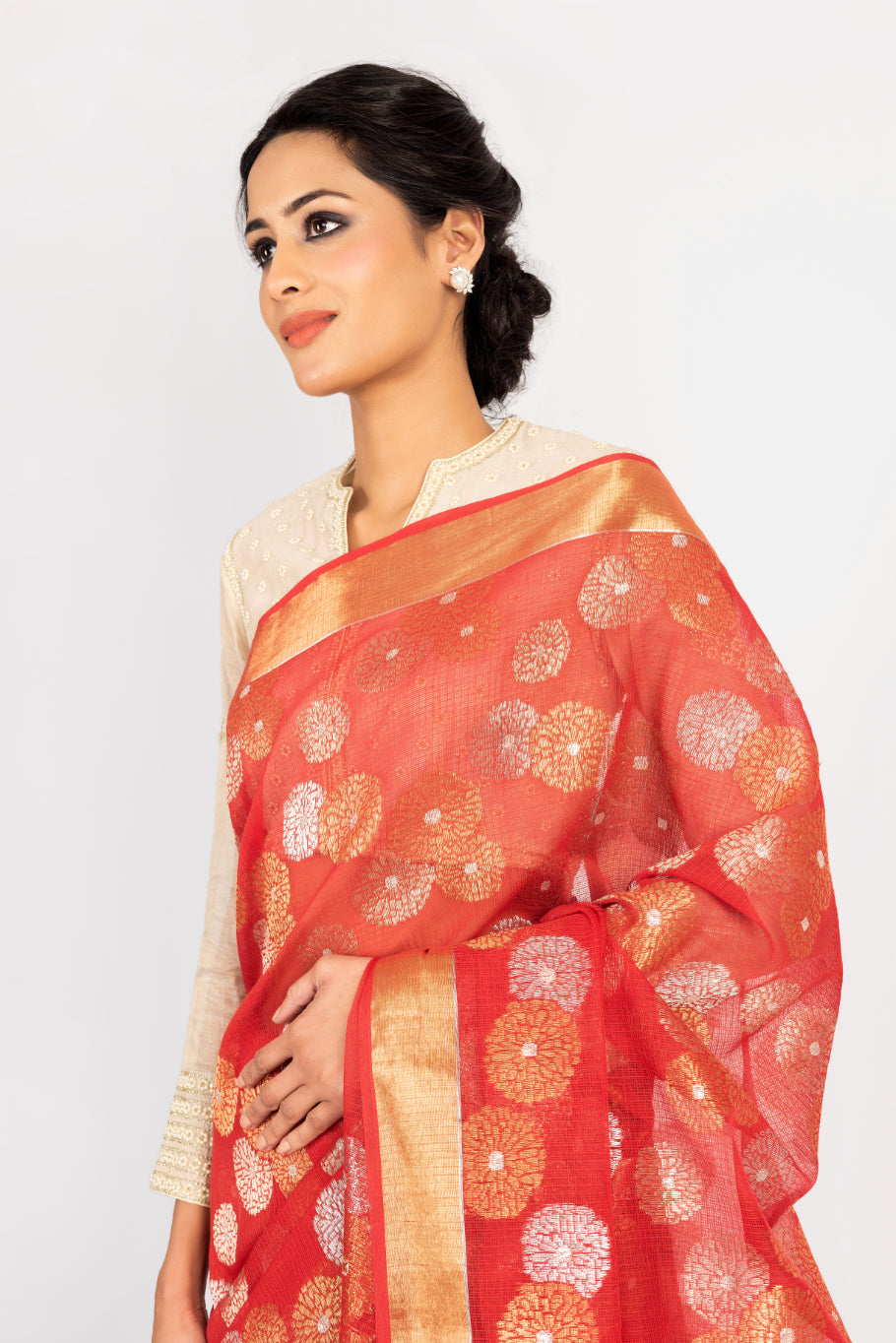 Kota Gulbahar Buta Zari With Badla Meena Saree
