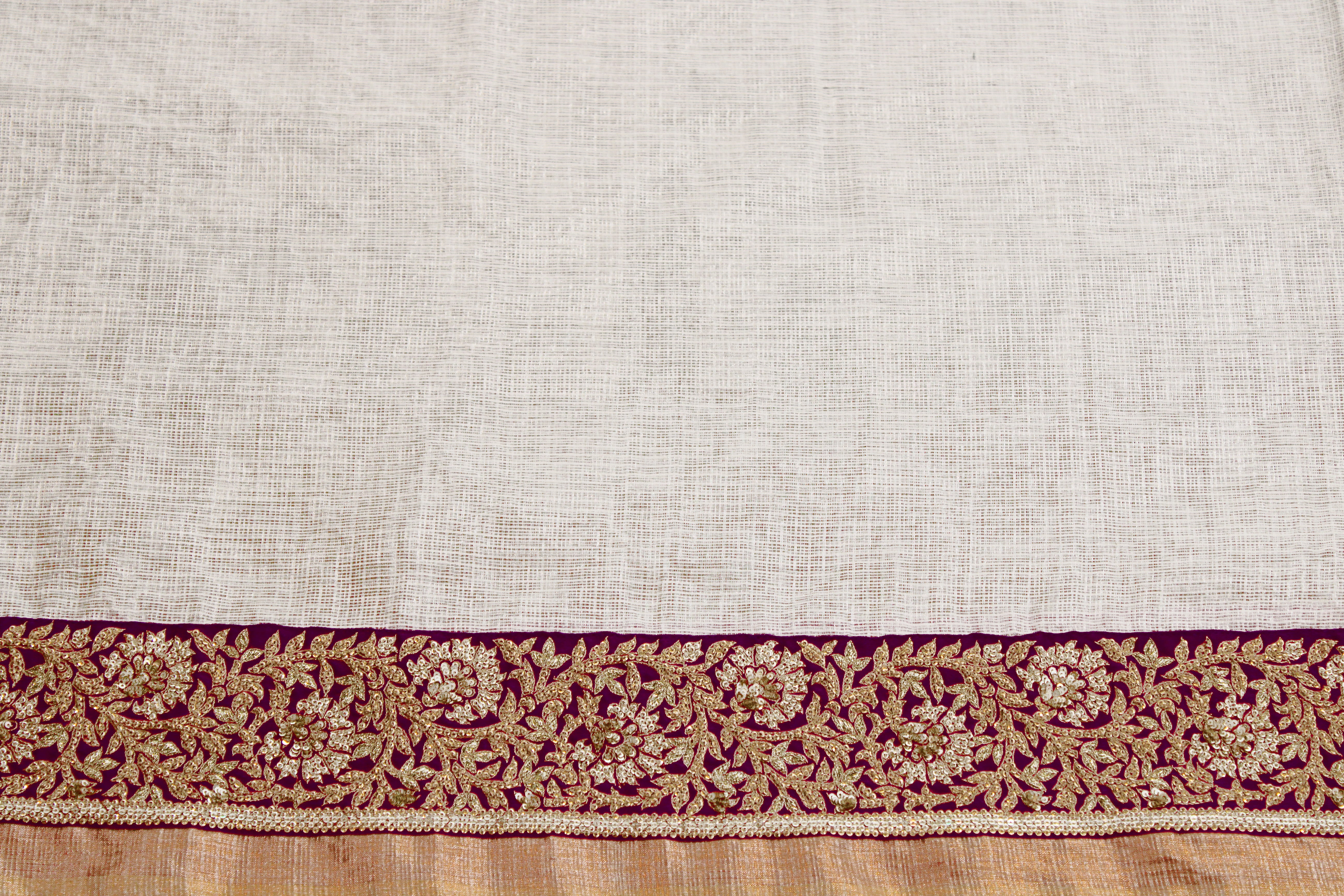 Kota Tissue Saree Gulbahar Embodeiry Border Tape Buti Saree
