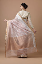 Load image into Gallery viewer, Kota Tissue Silver and Gold Zari Half &amp; Half Buti Saree
