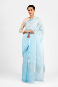 Kota Cotton Silver Thread and Zari Buti Saree
