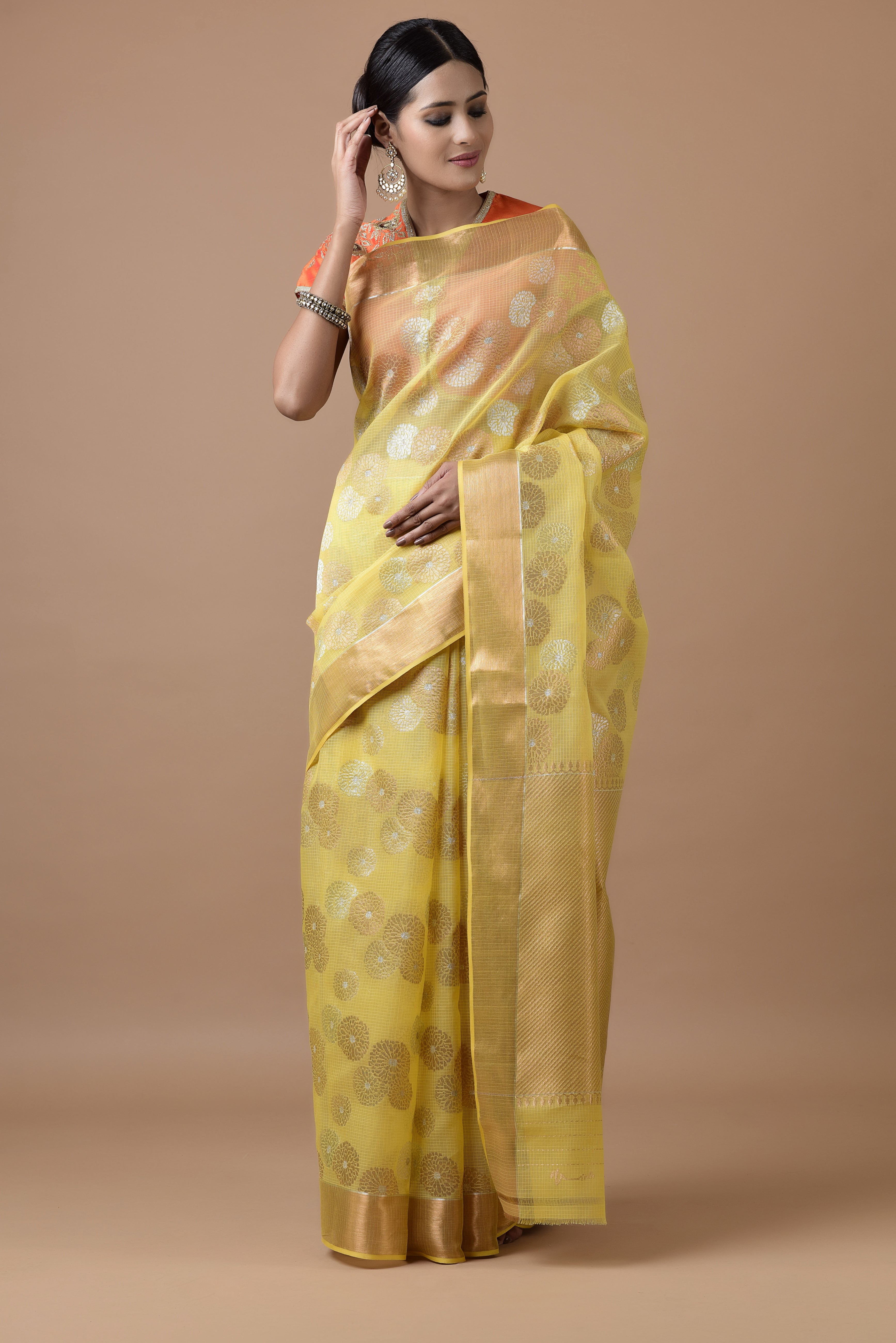 Kota Gulbahar Buta Zari With Badla Meena Saree