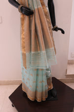 Load image into Gallery viewer, Kota Tissue Silver and Gold Zari Half &amp; Half Buti Saree
