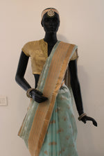 Load image into Gallery viewer, Kota Tissue Silver and Gold Zari Half &amp; Half Buti Saree
