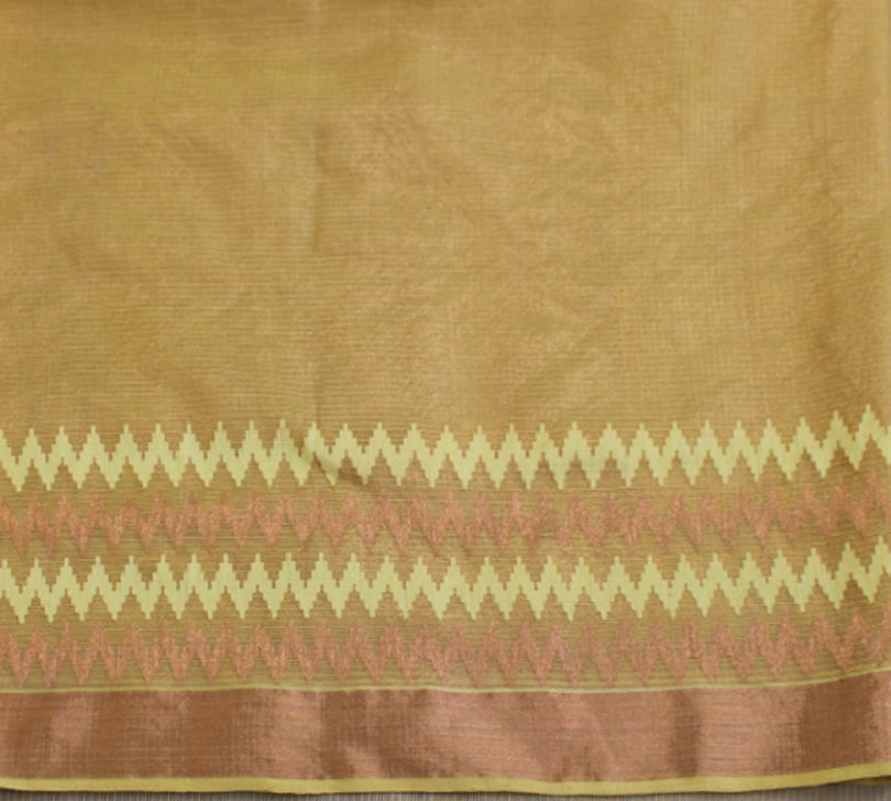 Kota Tissue Zari Mercerized Leher Yellow Saree