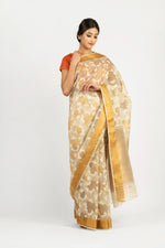 Load image into Gallery viewer, Kota Tissue Rose Jaal Saree
