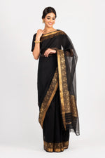 Load image into Gallery viewer, Kota Cotton Plain Saree With Meenakari Gold Zari Border
