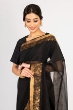 Load image into Gallery viewer, Kota Cotton Plain Saree With Meenakari Gold Zari Border
