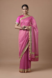 Kota Tissue Sequins Cutdana Broder Embroidery Saree