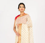 Load image into Gallery viewer, Kotah Sajda Buti Jacquard Border Off-White Saree
