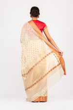 Load image into Gallery viewer, Kotah Sajda Buti Jacquard Border Off-White Saree
