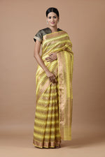 Load image into Gallery viewer, Kota Tissue Zari Mercerized Leher Yellow Saree
