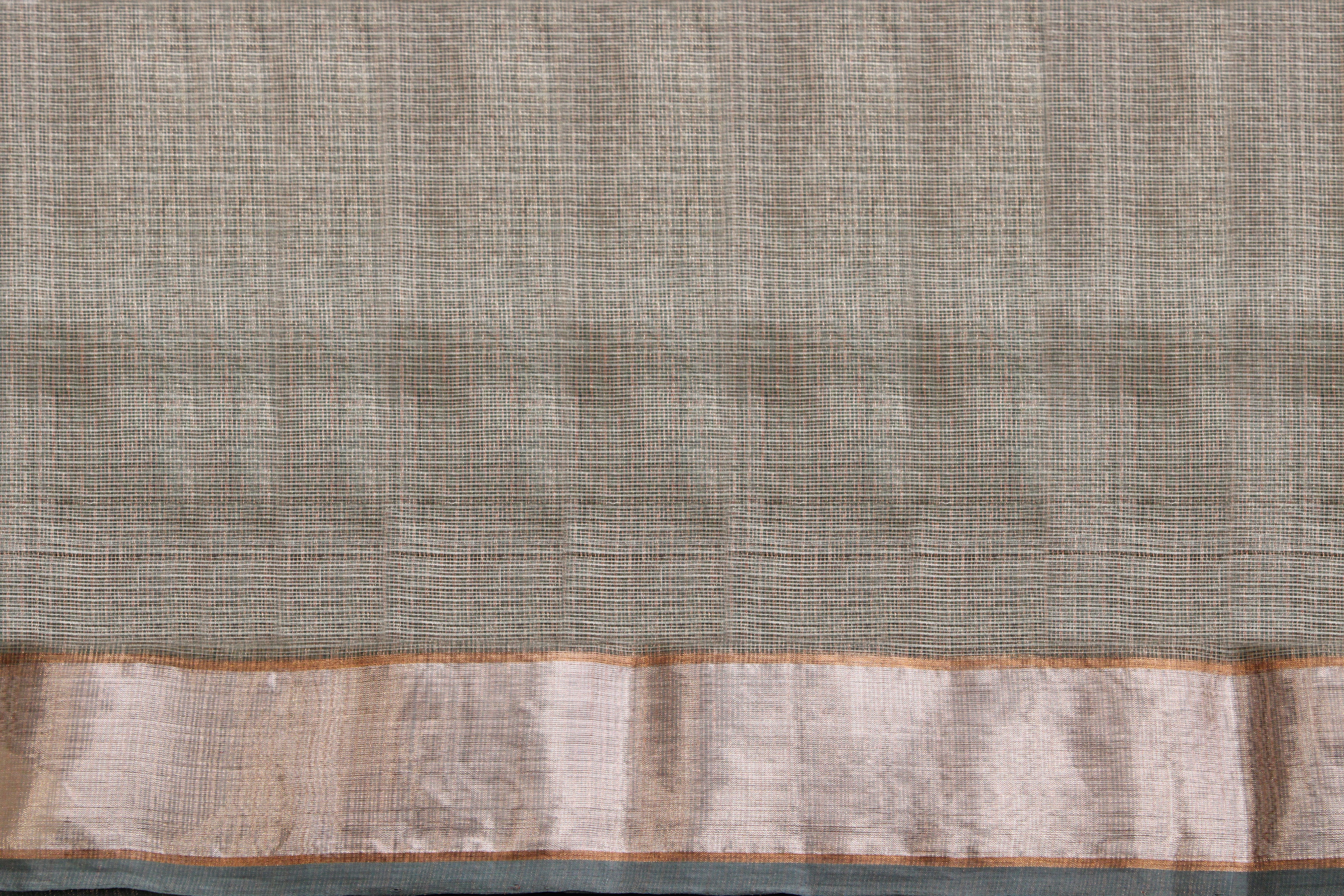 Kota Tissue Silver Gold Double Leaf Saree
