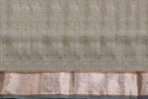 Kota Tissue Silver Gold Double Leaf Saree