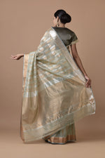 Load image into Gallery viewer, Kota Tissue Silver Gold Double Leaf Saree

