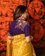 Load image into Gallery viewer, Dupion Silk Rose Jaal Embroidery Purple Blouse
