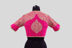 Load image into Gallery viewer, Matka Necklace Design Back Buta Fuchsia Blouse
