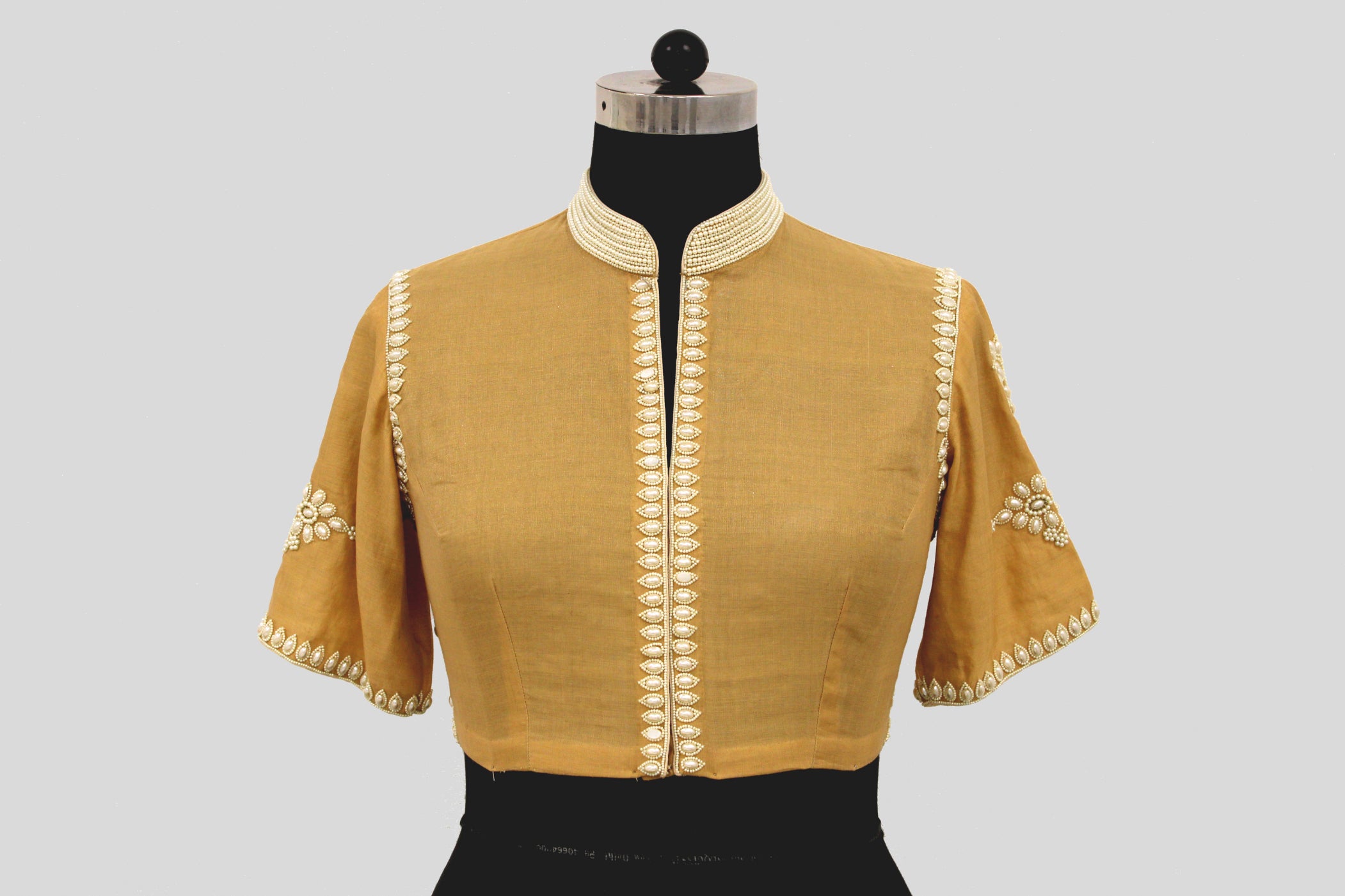 Tissue Chanderi Pearl Tikka Buti Beige Blouse Blouse