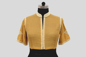 Tissue Chanderi Pearl Tikka Buti Beige Blouse Blouse