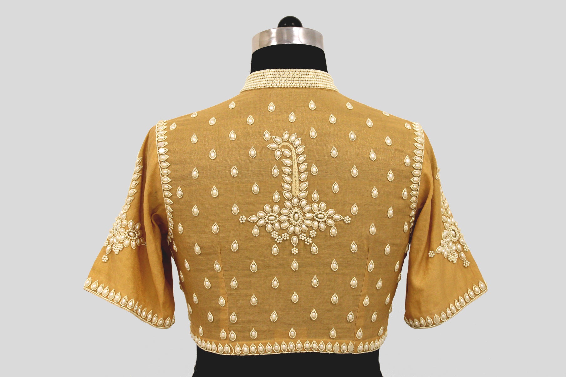 Tissue Chanderi Pearl Tikka Buti Beige Blouse Blouse
