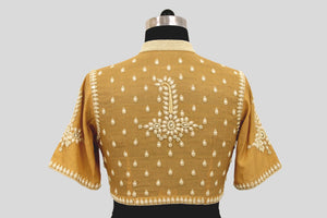 Tissue Chanderi Pearl Tikka Buti Beige Blouse Blouse