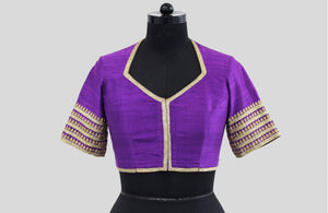 Dupion Kangoora Line Embroidery Blouse Purple
