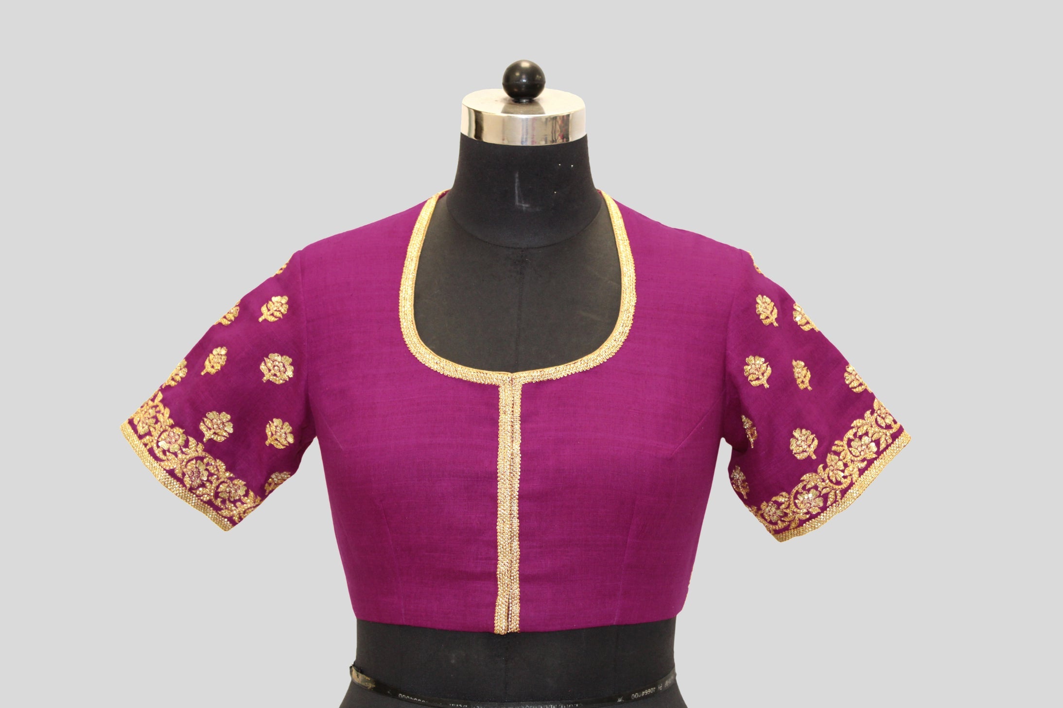 Matka Silk Traditional Buti Wine Blouse
