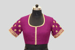 Load image into Gallery viewer, Matka Silk Traditional Buti Wine Blouse
