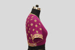 Load image into Gallery viewer, Matka Silk Traditional Buti Wine Blouse
