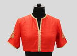 Load image into Gallery viewer, Dupion Silk Big Flower Buta Orange Blouse
