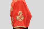 Load image into Gallery viewer, Dupion Silk Big Flower Buta Orange Blouse
