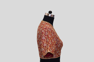 Dupion Silk Lily Flower Jaal Maroon Blouse