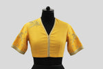 Load image into Gallery viewer, Matka Silk Parrot With Leaf Buti Yellow Blouse
